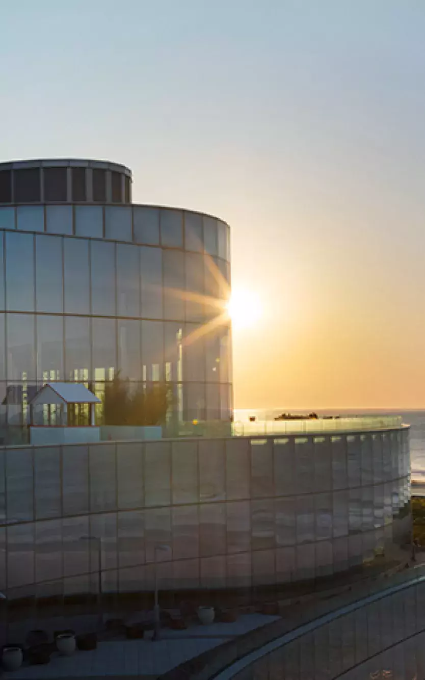 Exterior of Ocean Casino Resort at sunrise