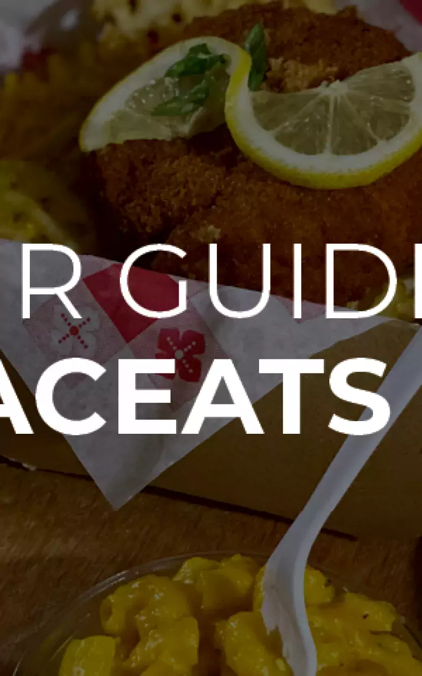 image of fried foods with overlayed text "Your Guide to #Oceaneats Takeout"